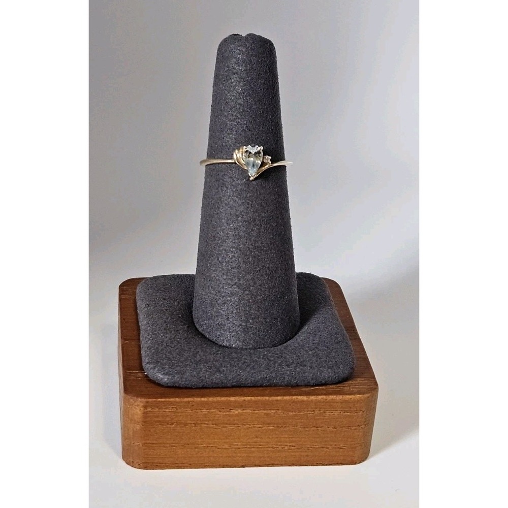 Aquamarine/blue Topaz 10k Yellow Gold Ring Size 6.25 Diamond Accent Engagement